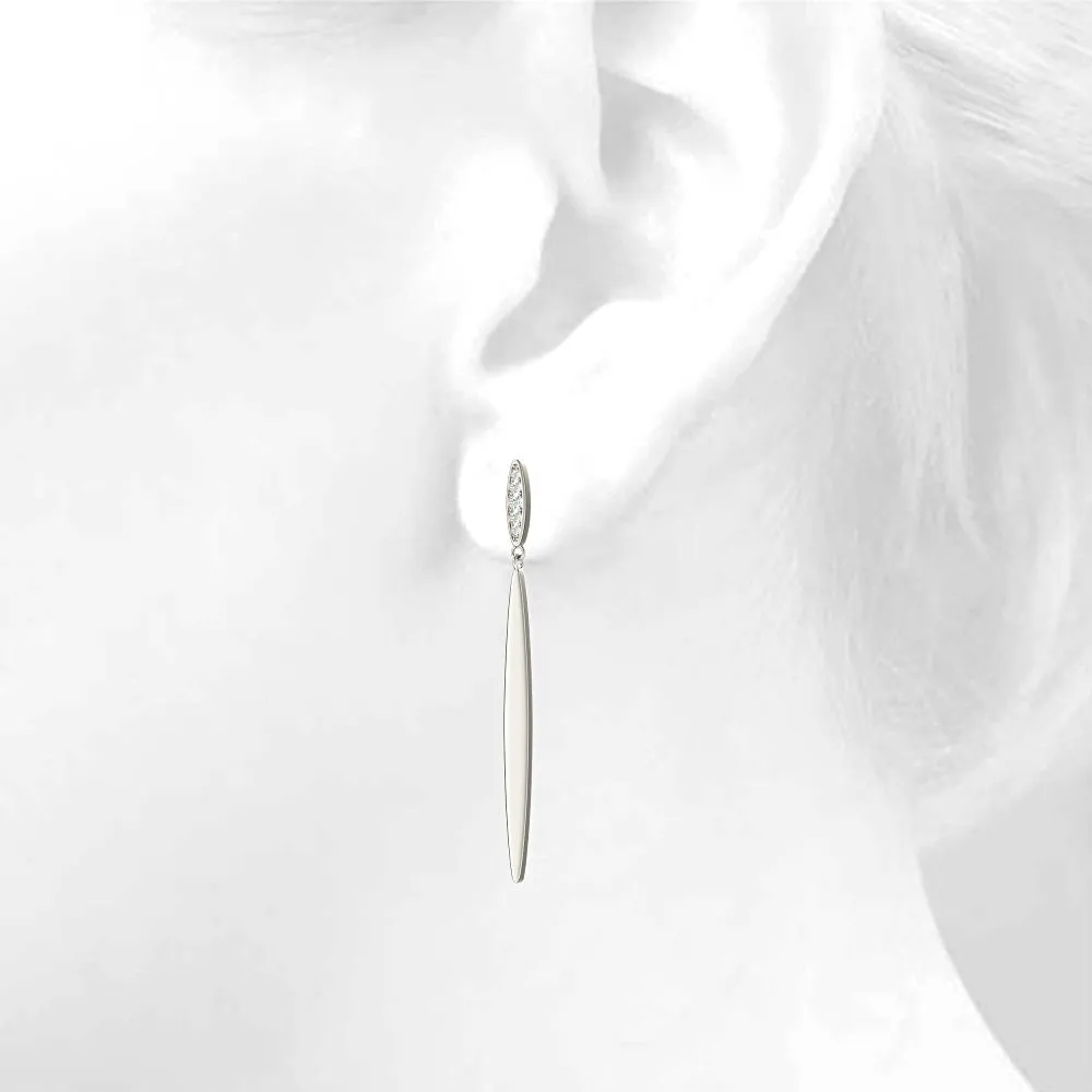 0.14 ctw Diamond Linear  Drop Earrings