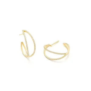 0.50CT HSI DIAMOND OPEN CRISS CROSS  HOOP EARRINGS