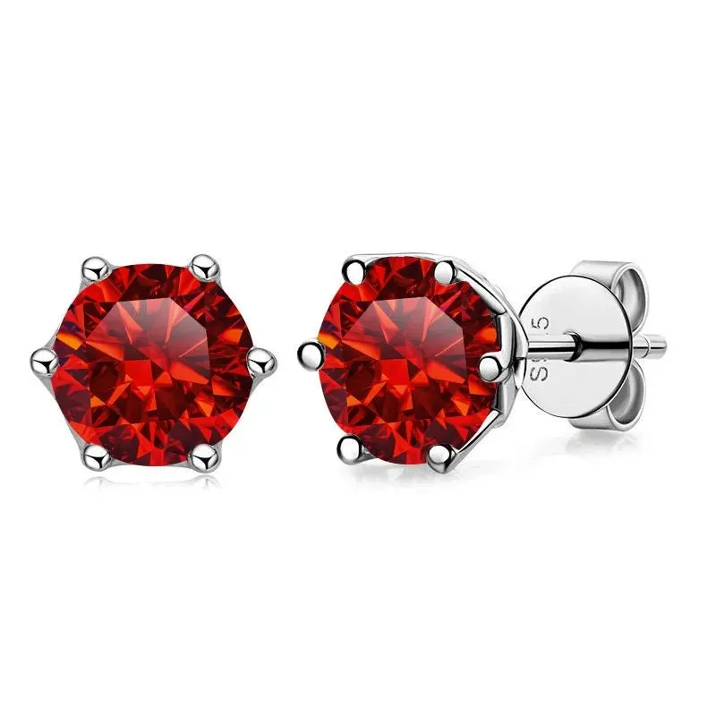 1.0 Ct Round Cut Diamond 6 Prong Stud Earrings