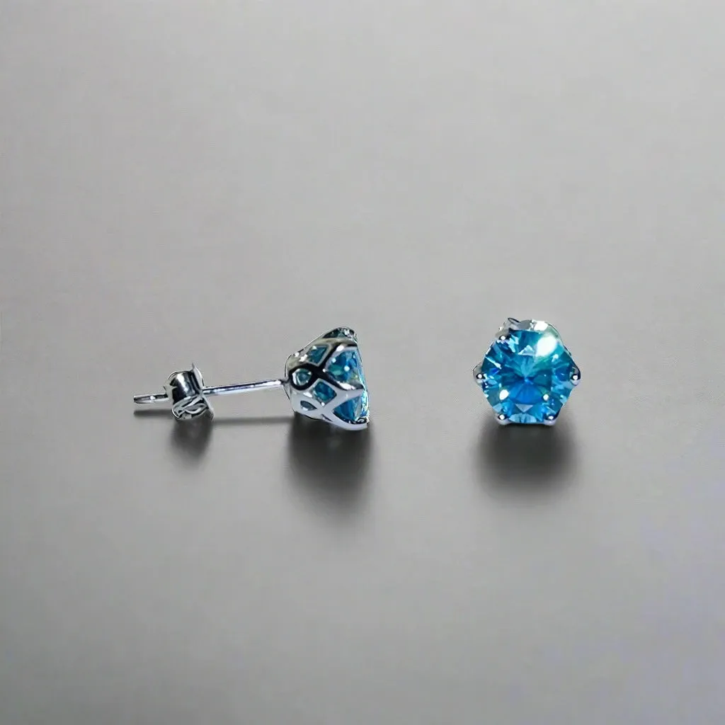 1.0 Ct Round Cut Diamond 6 Prong Stud Earrings