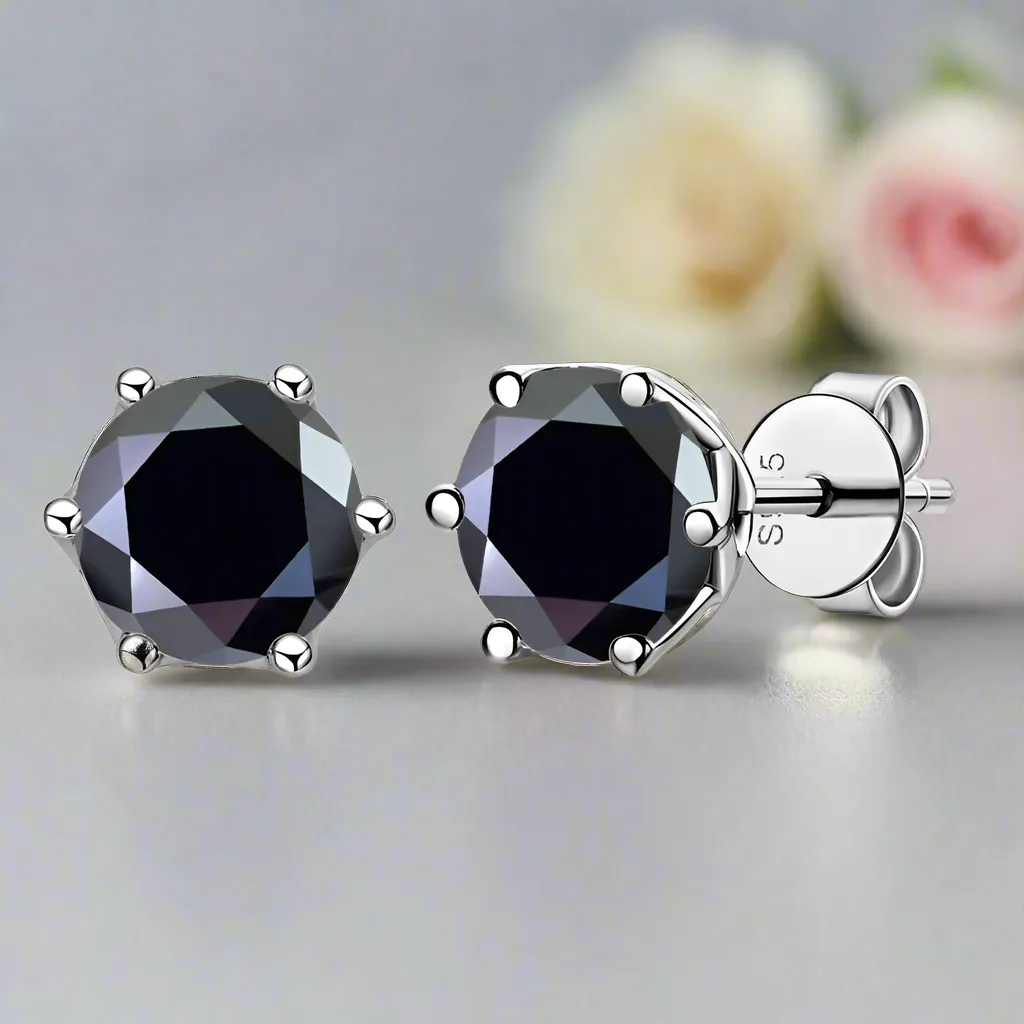 1.0 Ct Round Cut Diamond 6 Prong Stud Earrings