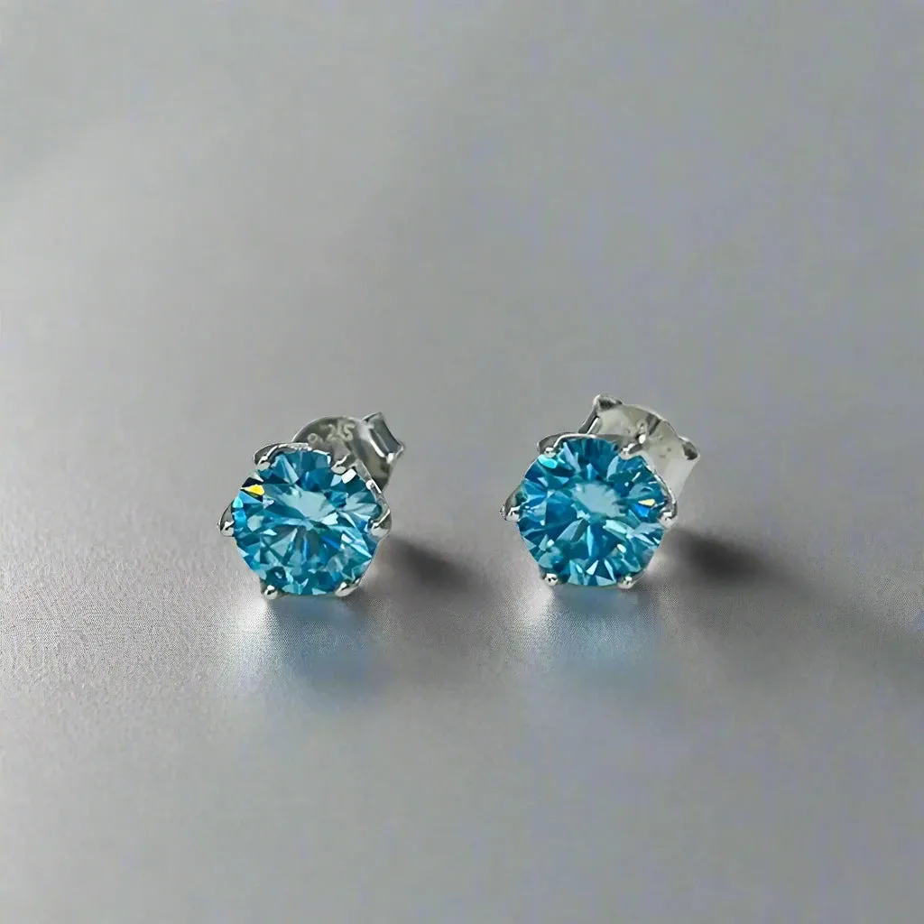 1.0 Ct Round Cut Diamond 6 Prong Stud Earrings
