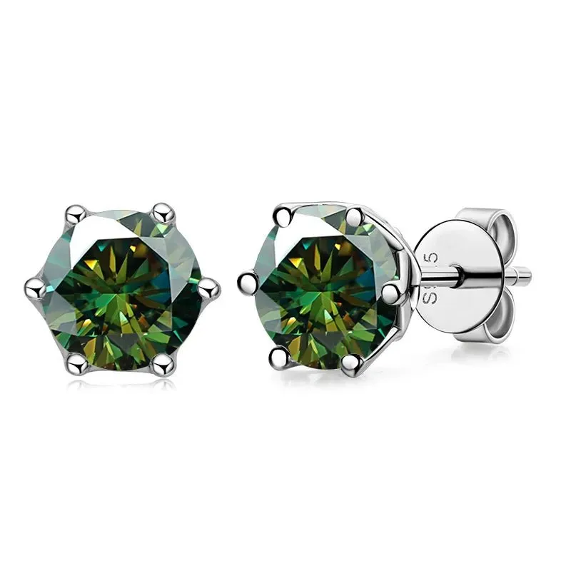 1.0 Ct Round Cut Diamond 6 Prong Stud Earrings