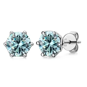 1.0 Ct Round Cut Diamond 6 Prong Stud Earrings