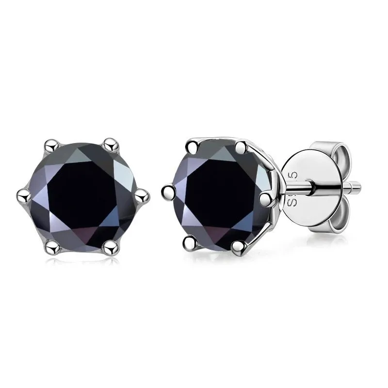 1.0 Ct Round Cut Diamond 6 Prong Stud Earrings