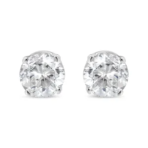 10K White Gold 1/5 Cttw Round Brilliant-Cut Near Colorless Near Colorless Diamond Classic 4-Prong Stud Earrings (I-J Color, SI1-SI2 Clarity)