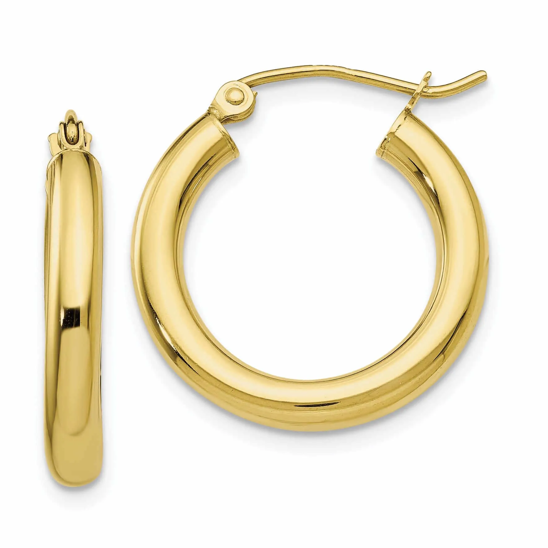 10k Yellow Gold Polish 3MM Wide Round Hoop Earring