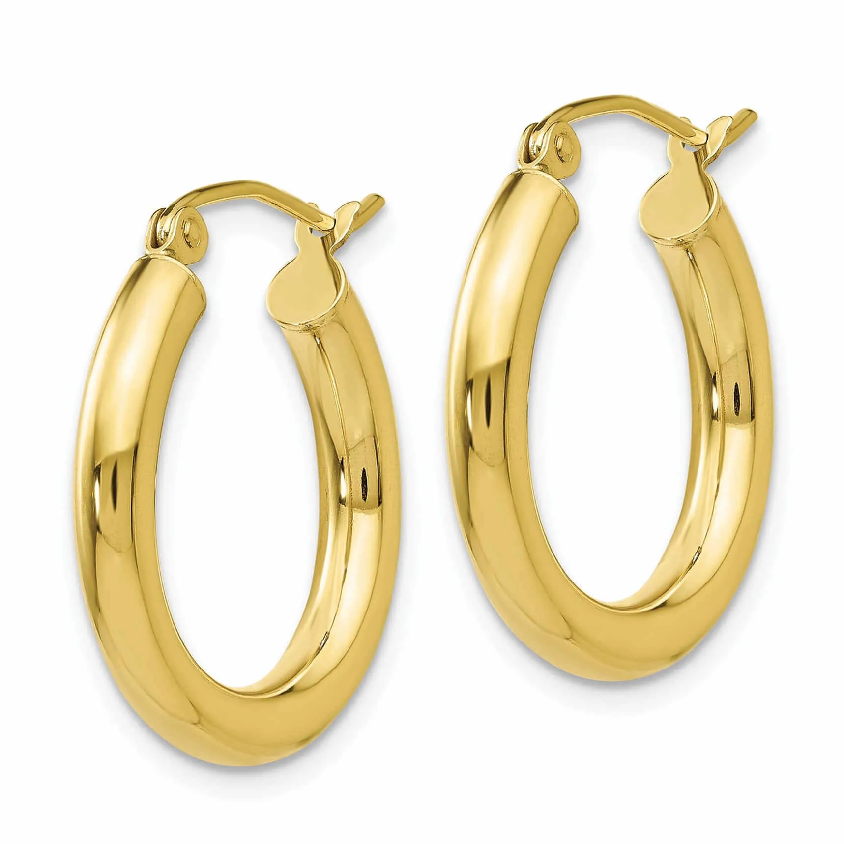 10k Yellow Gold Polish 3MM Wide Round Hoop Earring