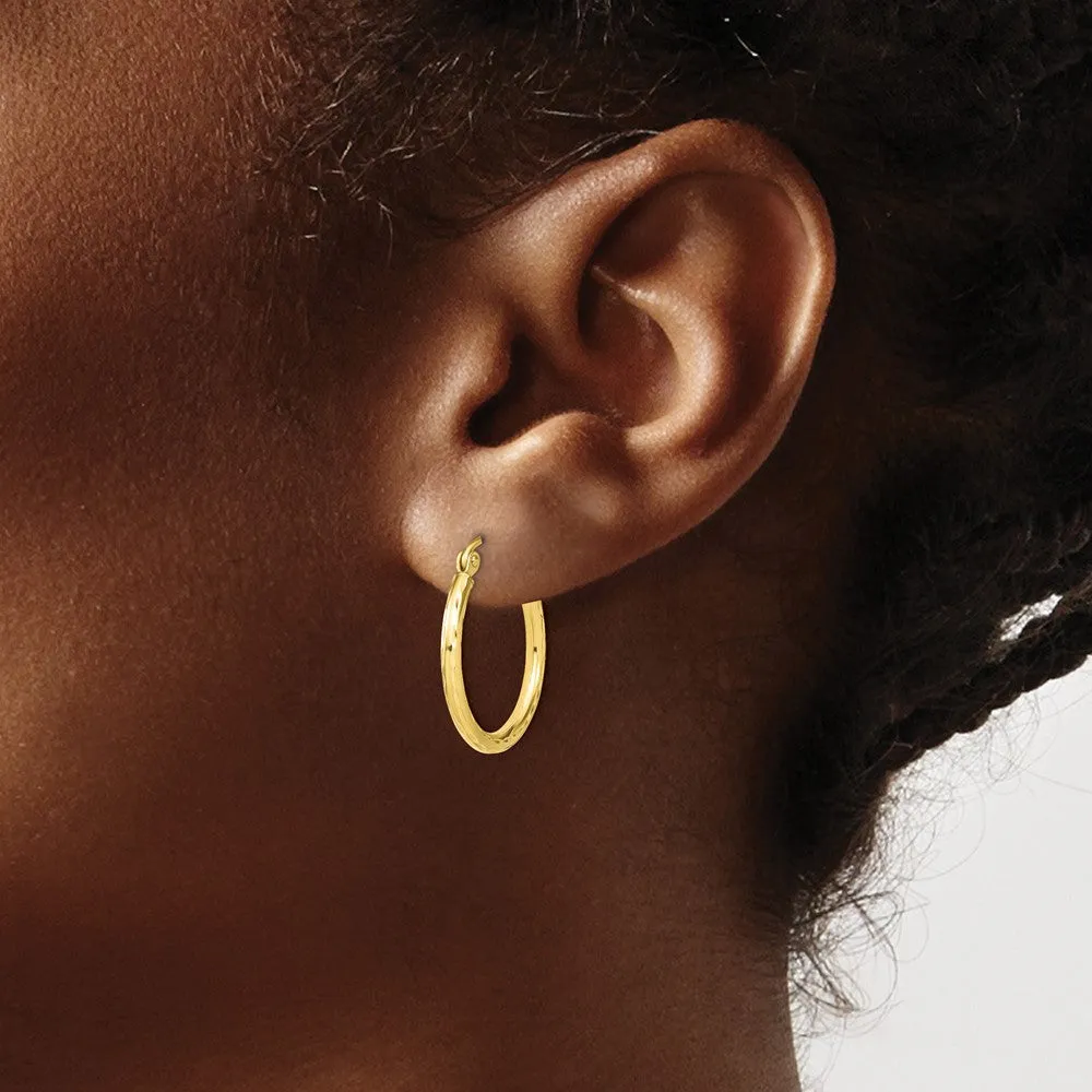 10KT Yellow Gold 20X35MM Diamond-cut Hinged Hoop Earrings