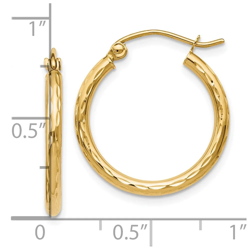 10KT Yellow Gold 20X35MM Diamond-cut Hinged Hoop Earrings