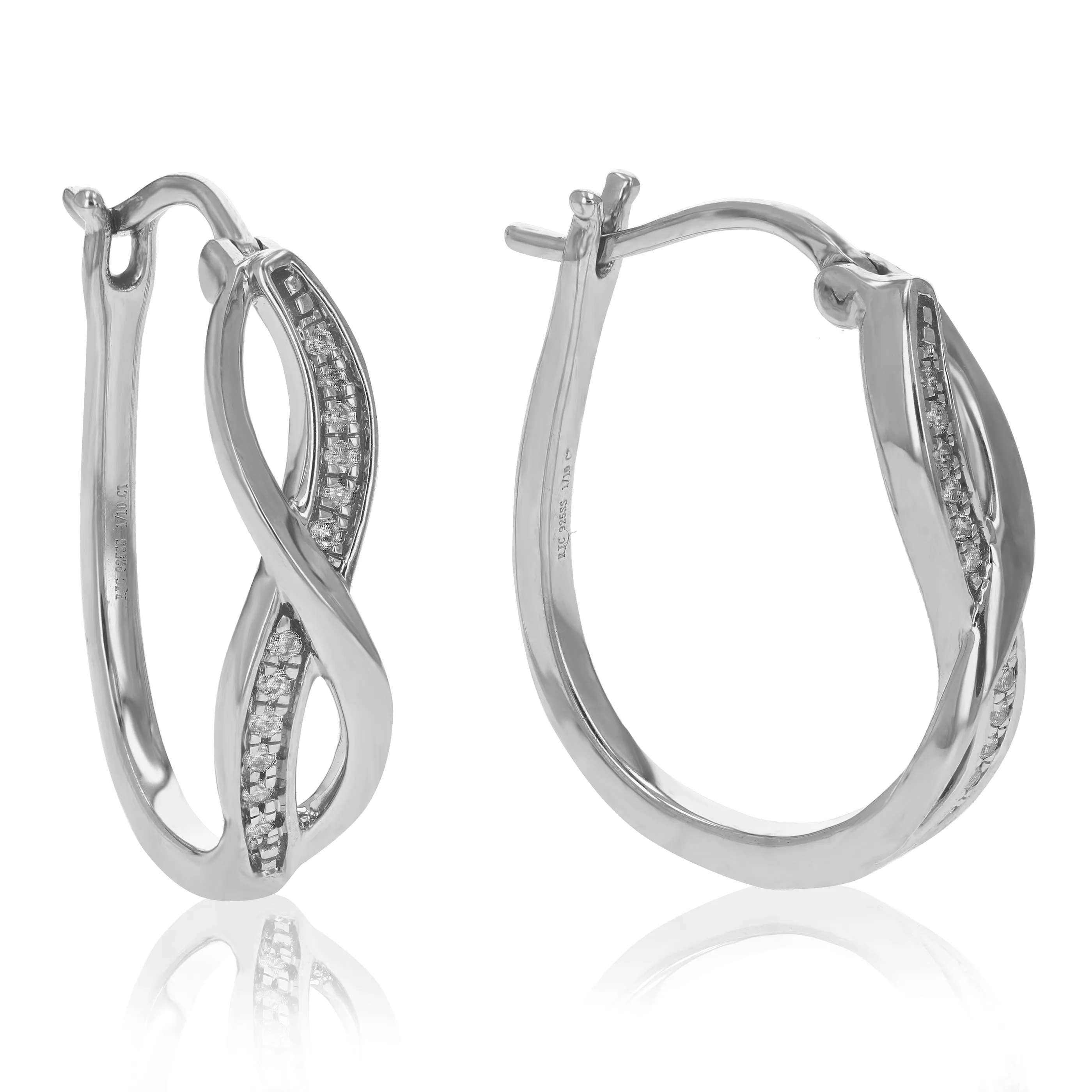 1/10 cttw Lab Grown Diamond Twisted Hoop Earrings in Sterling Silver