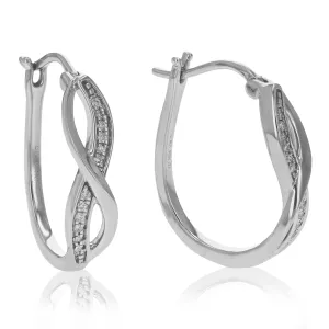 1/10 cttw Lab Grown Diamond Twisted Hoop Earrings in Sterling Silver