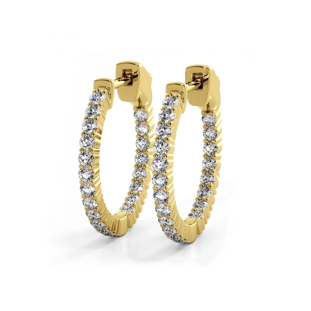 1.20 ctw. Single Row Classic Inside Out Diamond Petite Hoop Earrings