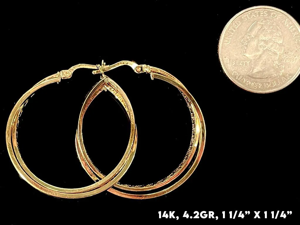 14K Gold Greek Pattern Hoop Earrings