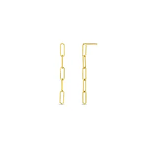 14k Gold Small Paperclip Chain Drop Earrings