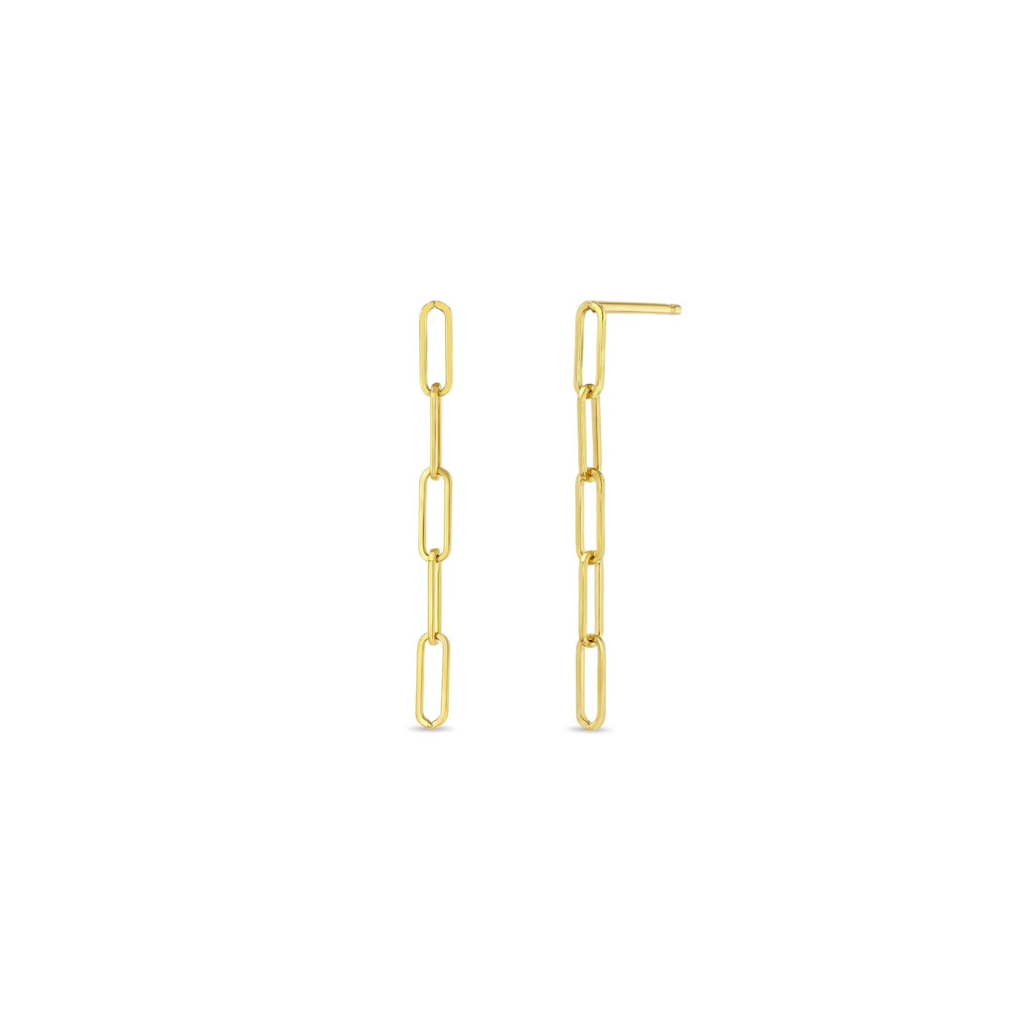 14k Gold Small Paperclip Chain Drop Earrings