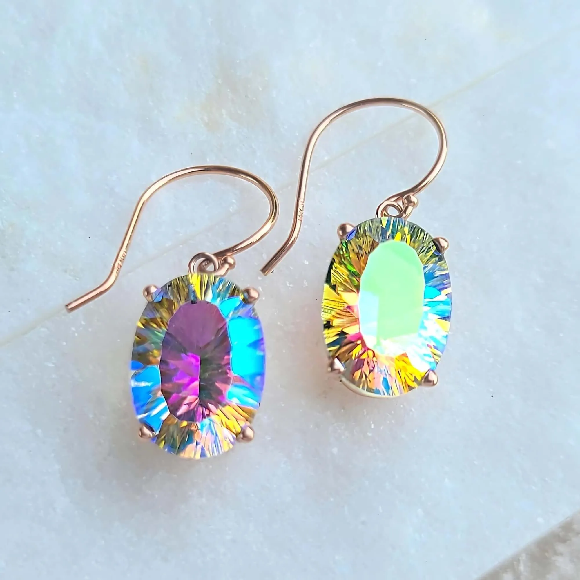 14K Mystic Quartz Earrings in Rose Gold