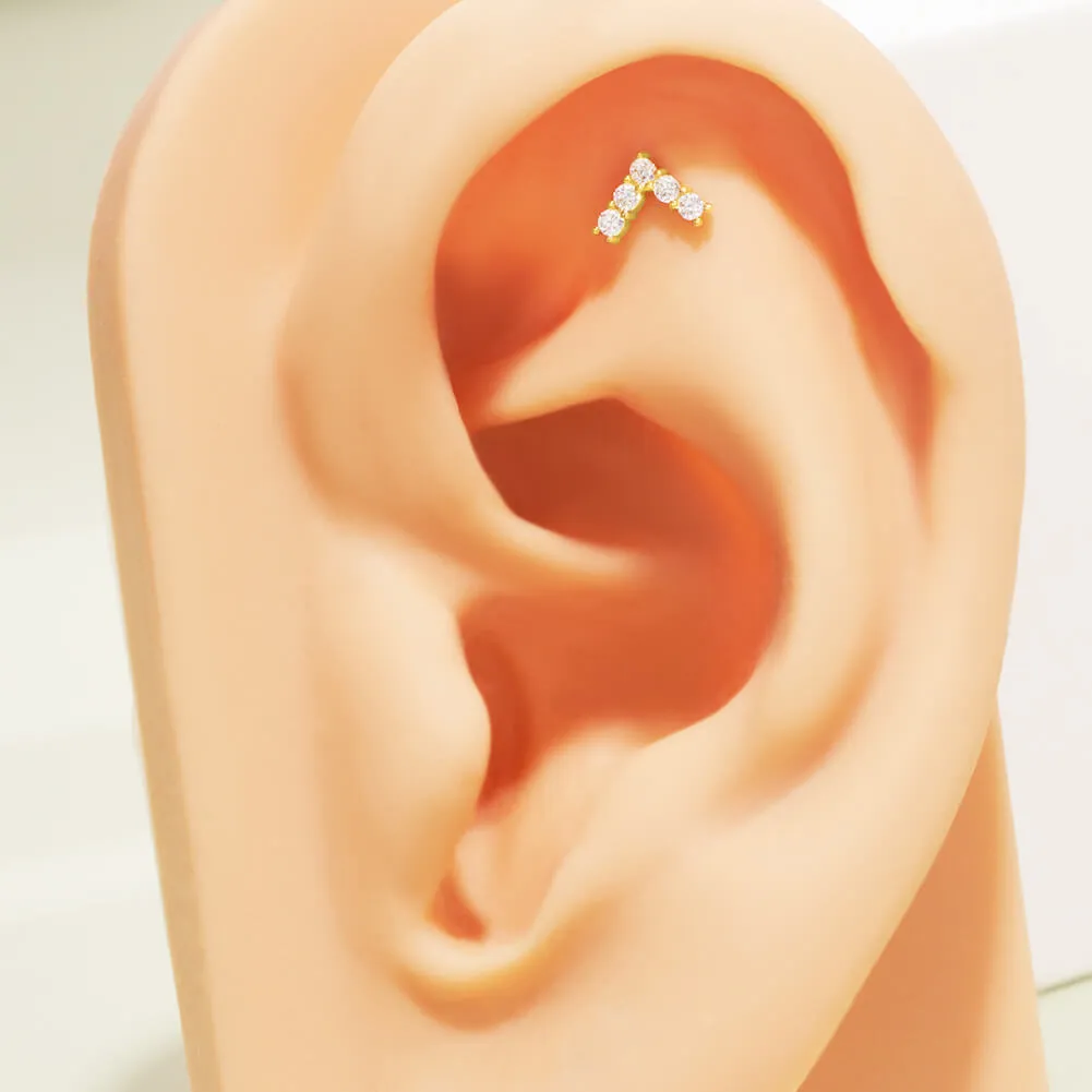 14K Solid Gold Arrow Shape Push Pin Labret Nose Stud Earring