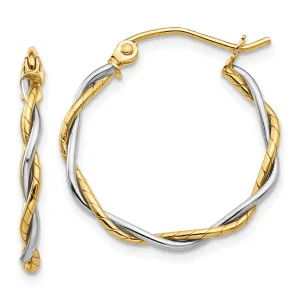 14k Two-tone Gold Polished 2M Twisted Hoop Earring