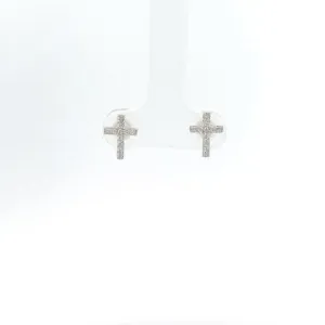 14k White Gold .25ct G VS2 Round Diamond Cross Stud Earrings
