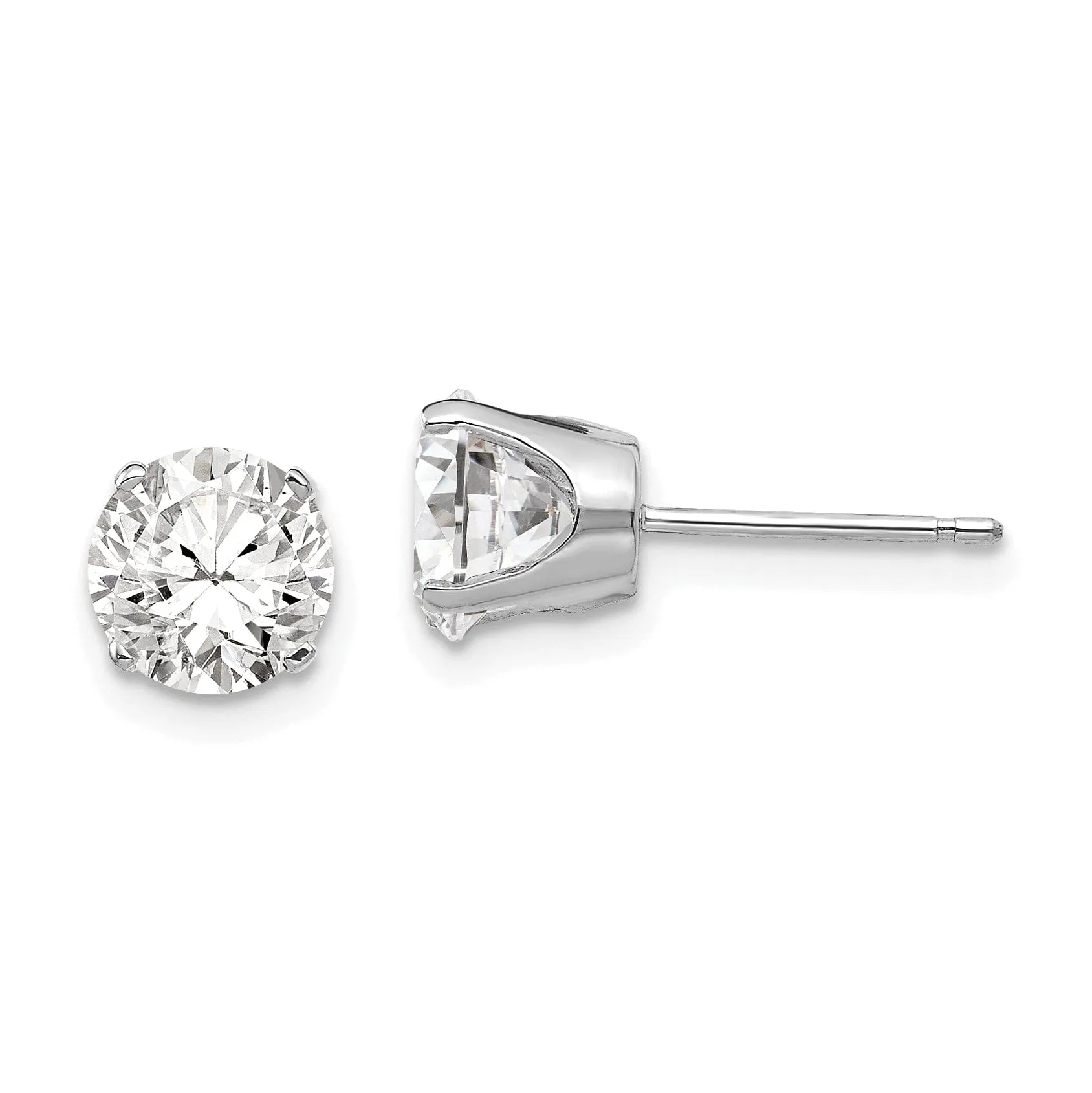 14k White Gold Cubic Zirconia Stud Earrings