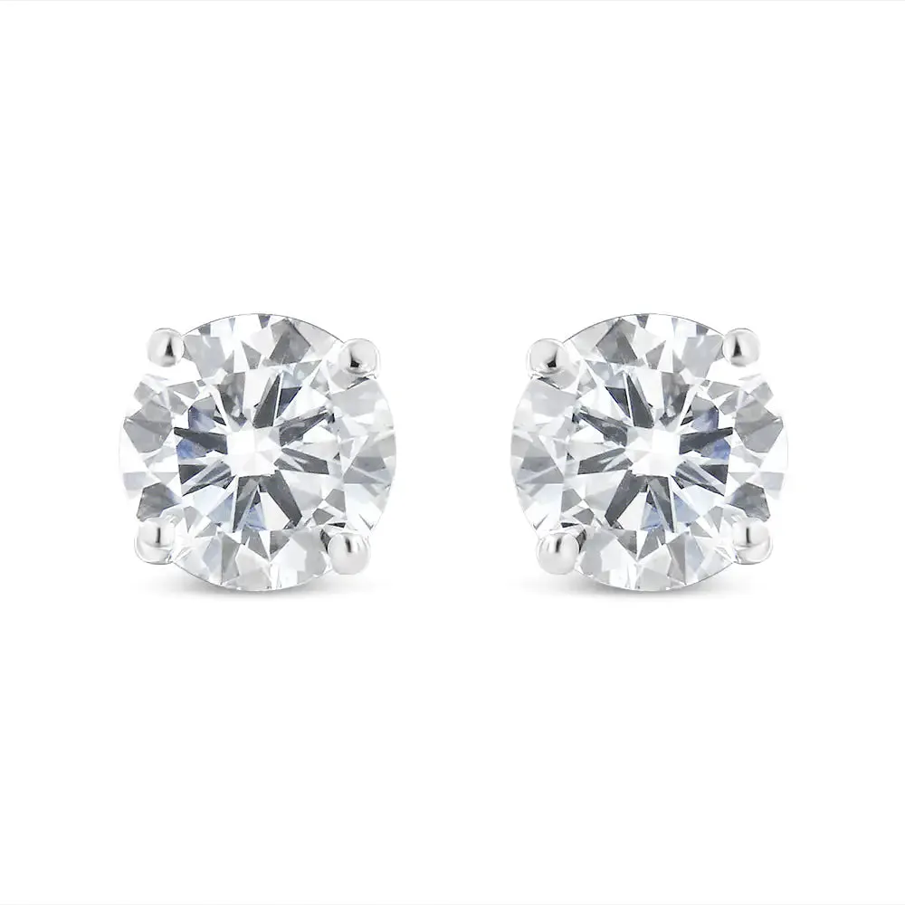 14k White Gold Solitaire Diamond Stud Earrings (1 cttw, H-I Color, I1-I2 Clarity)