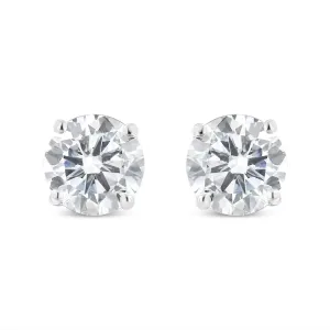 14k White Gold Solitaire Diamond Stud Earrings (1 cttw, H-I Color, I1-I2 Clarity)