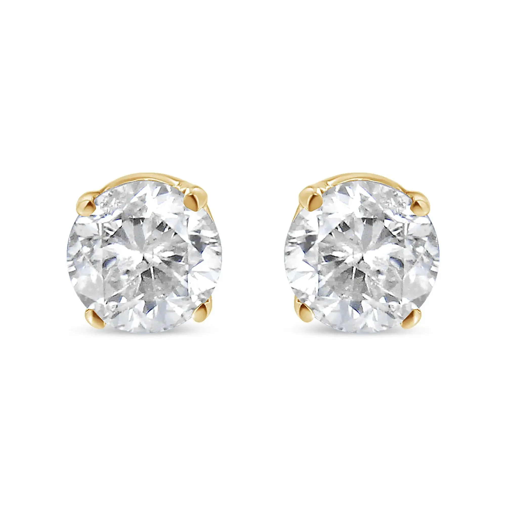 14K Yellow Gold 1/3 Cttw Round Brilliant-Cut Diamond Classic 4-Prong Stud Earrings (K-L Color, SI1-SI2 Clarity)