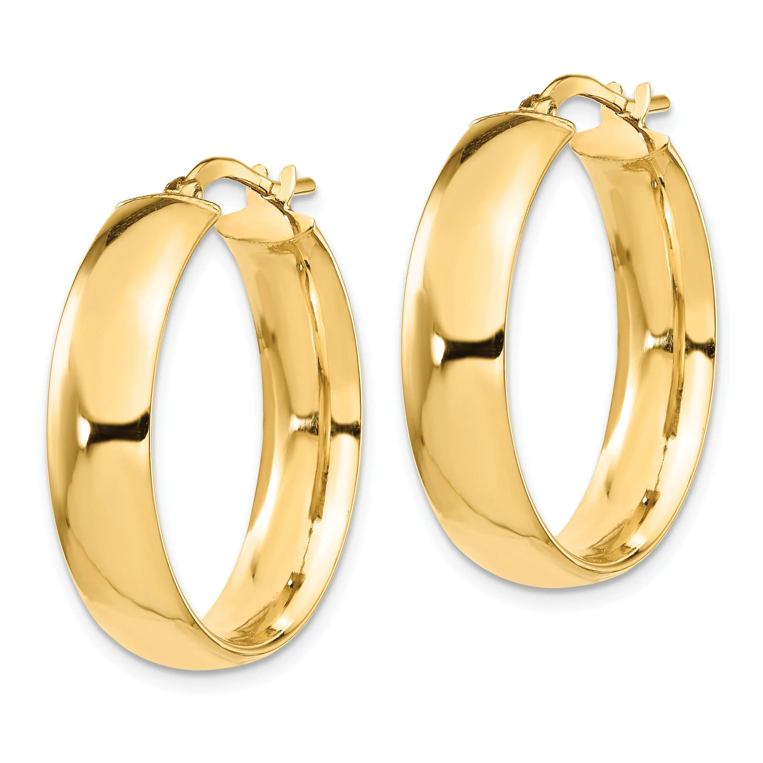 14k Yellow Gold 6mm High Polished Hoop Earrings