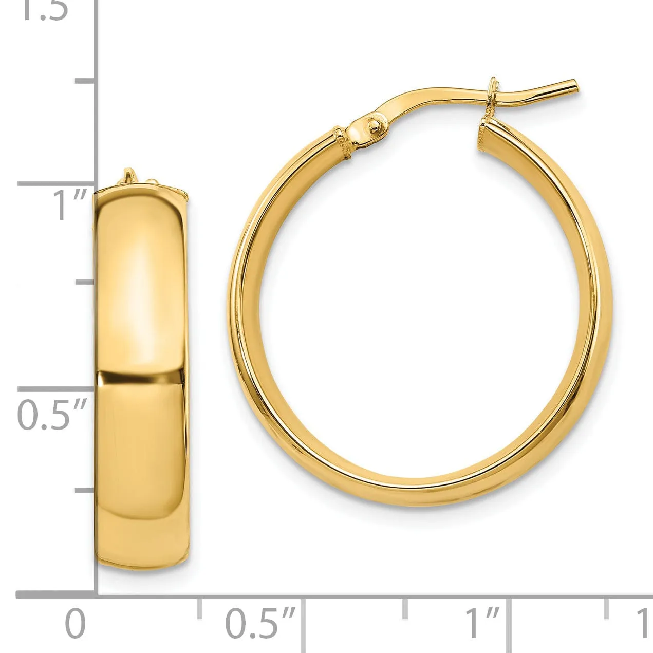 14k Yellow Gold 6mm High Polished Hoop Earrings