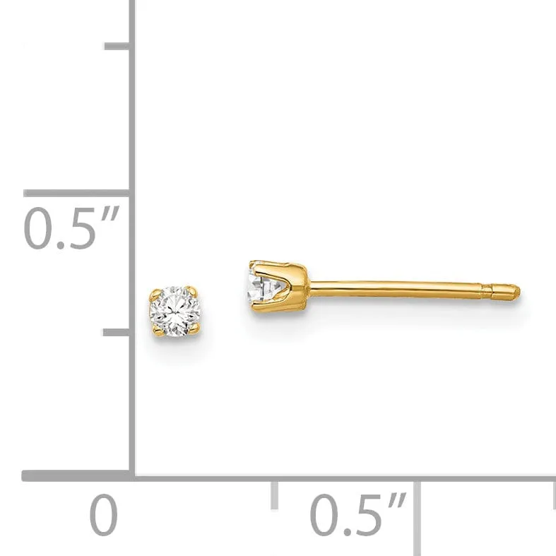 14k Yellow Gold Cubic Zirconia Stud Earrings