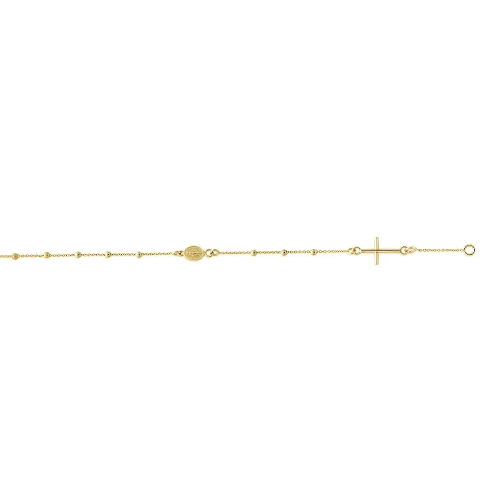 14K Yellow Gold Rosary Beaded Bracelet