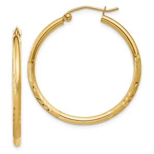 14k Yellow Gold Satin D.C 2MM Round Tube Earring