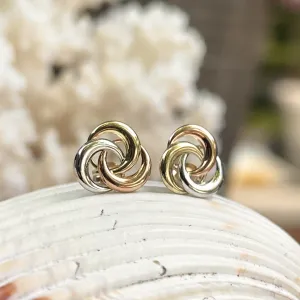 14KT Yellow Gold, Rose Gold,   White Gold Interlocking Circles Post Earrings