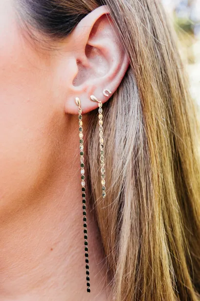 14KY 4" Mirror Chain Earring