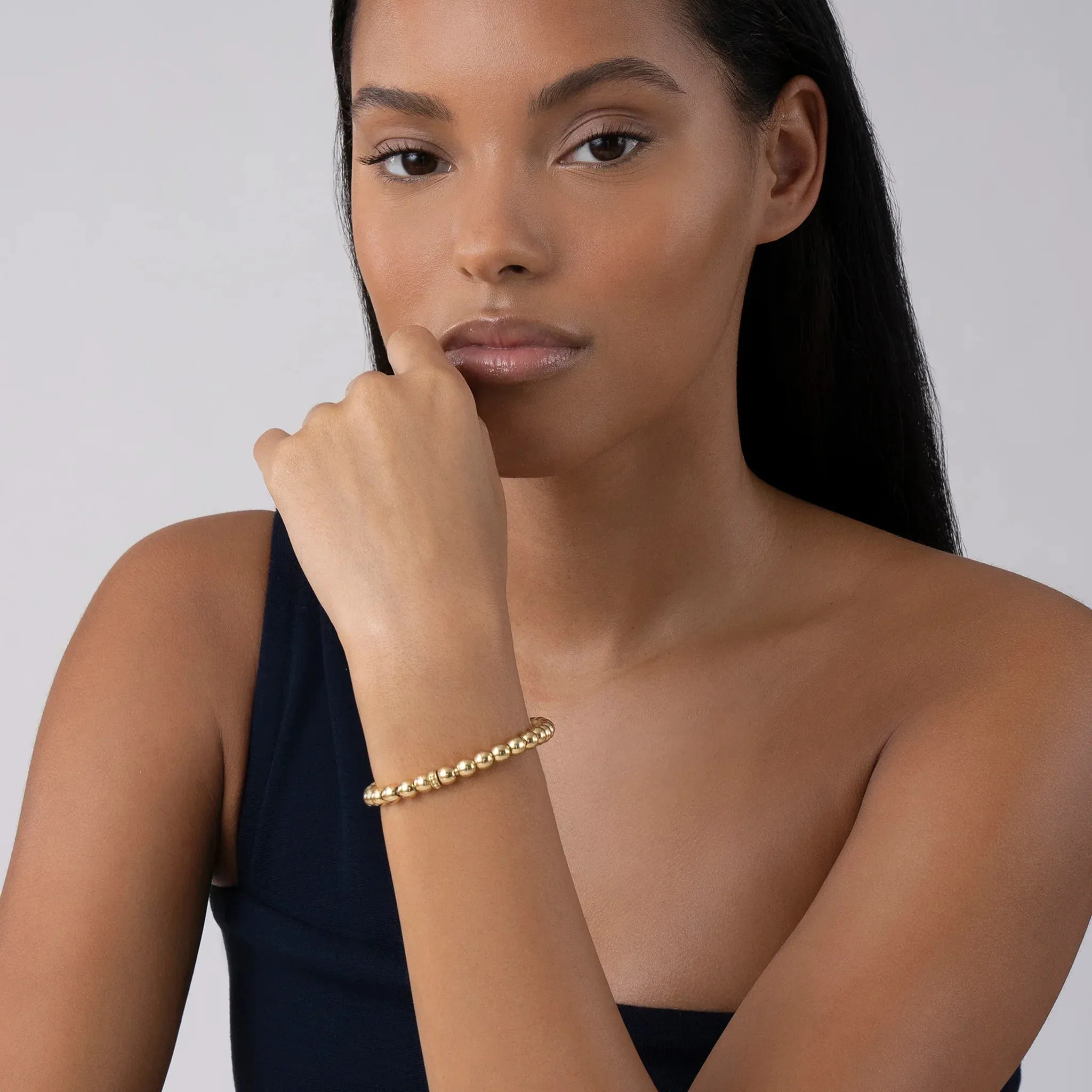 18K Gold Bead Bracelet | 6mm
