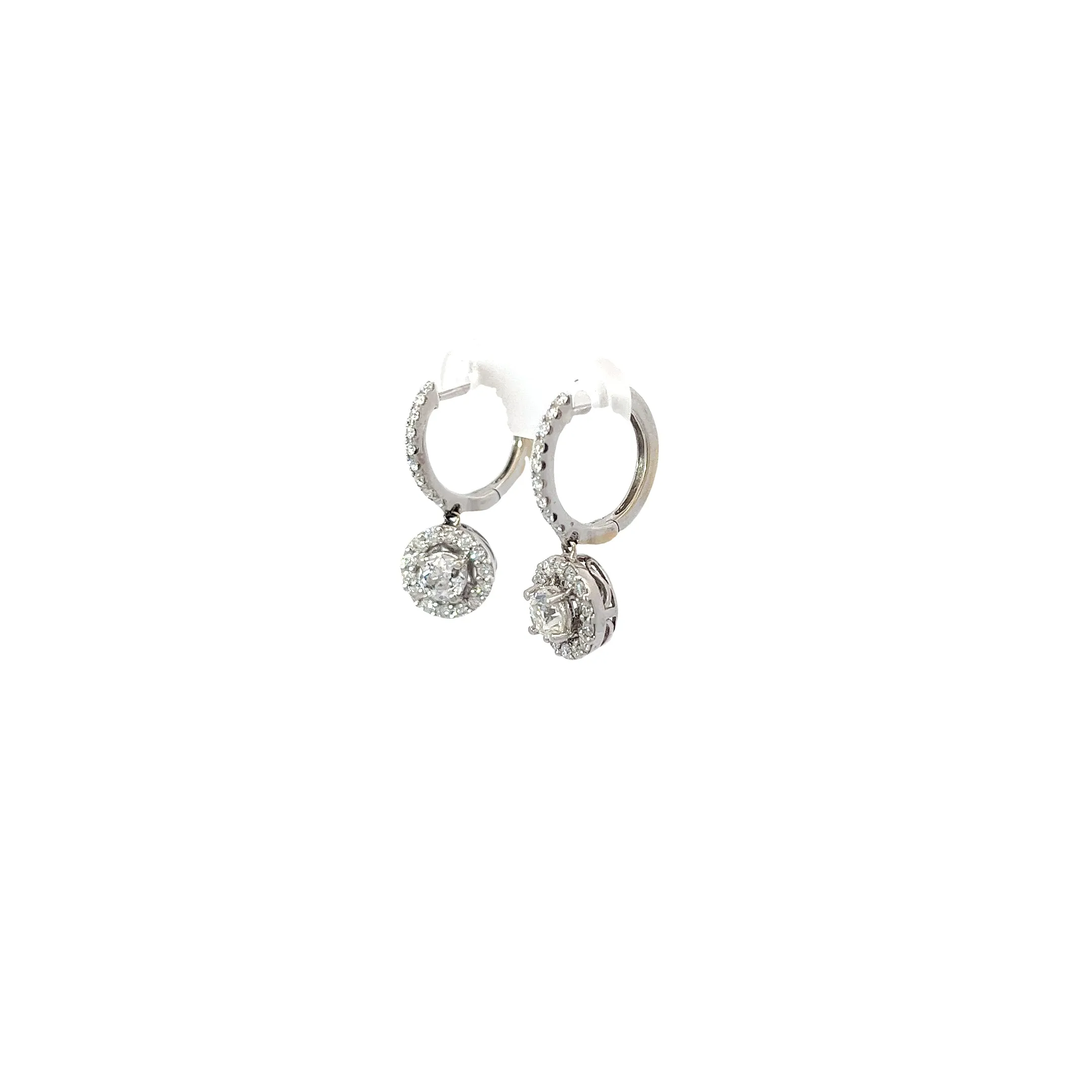 18k White Gold 1.50ct G VS2 Round Diamond Drop Earrings