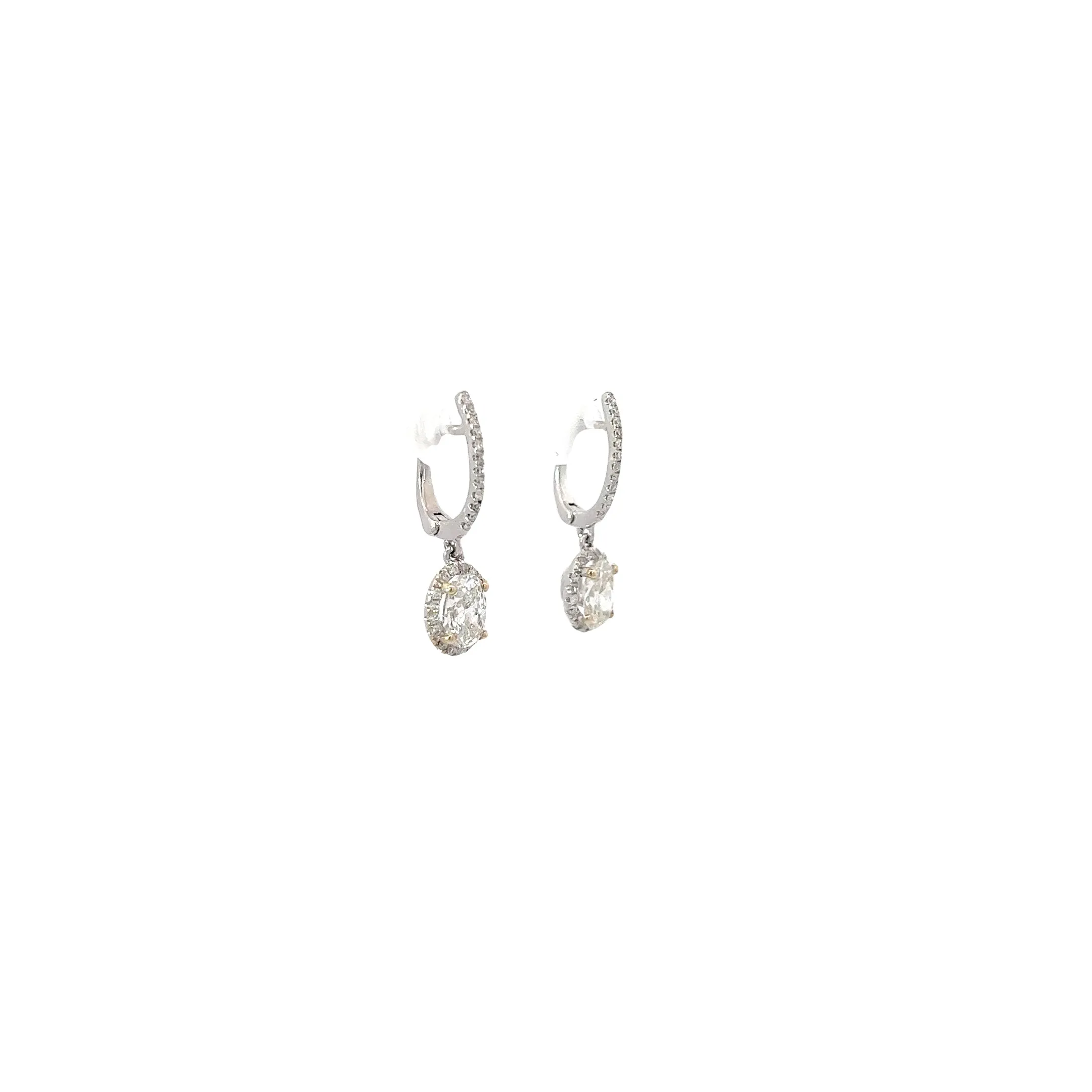 18k White Gold 1.57ct G VS2 Round Diamond Drop Earrings