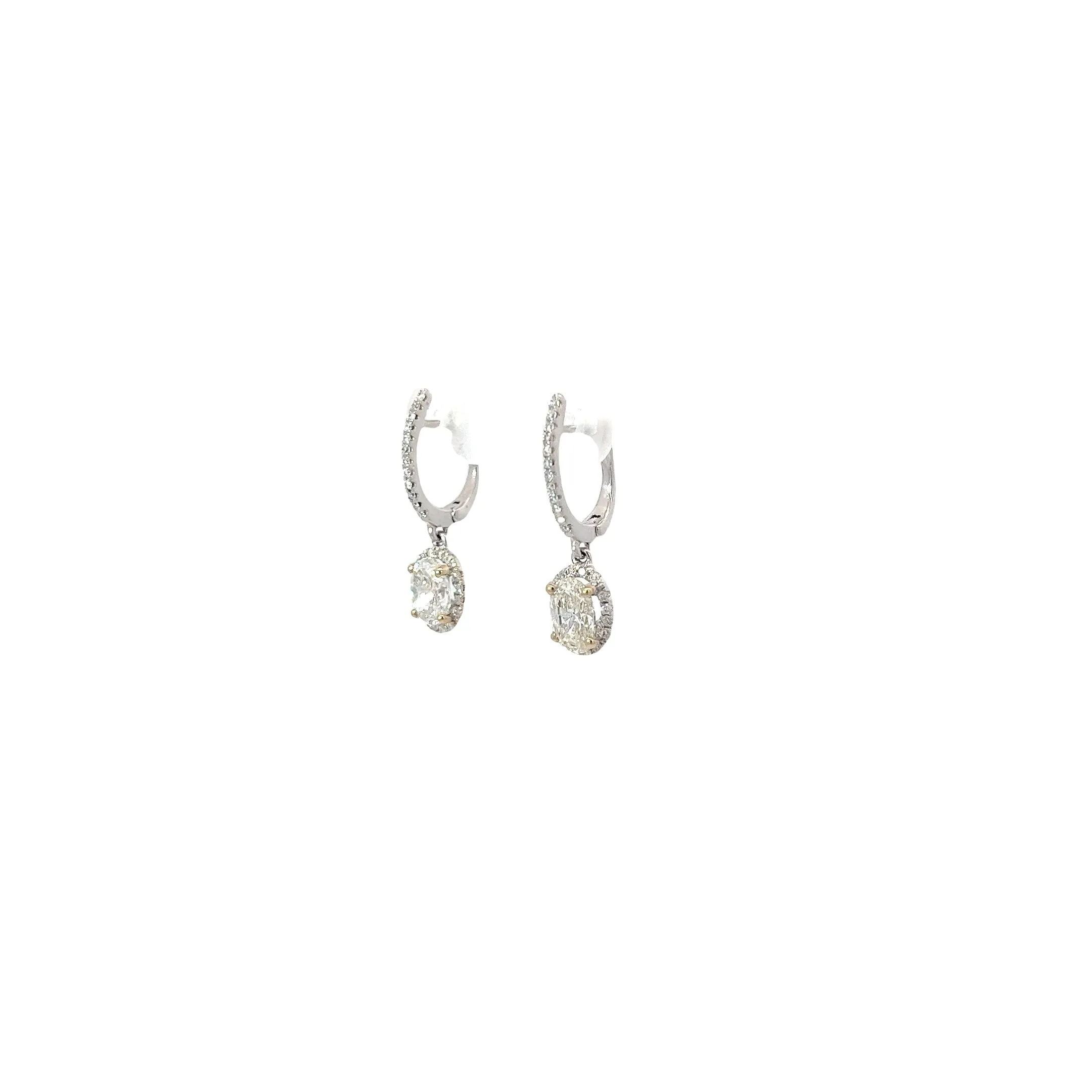 18k White Gold 1.57ct G VS2 Round Diamond Drop Earrings