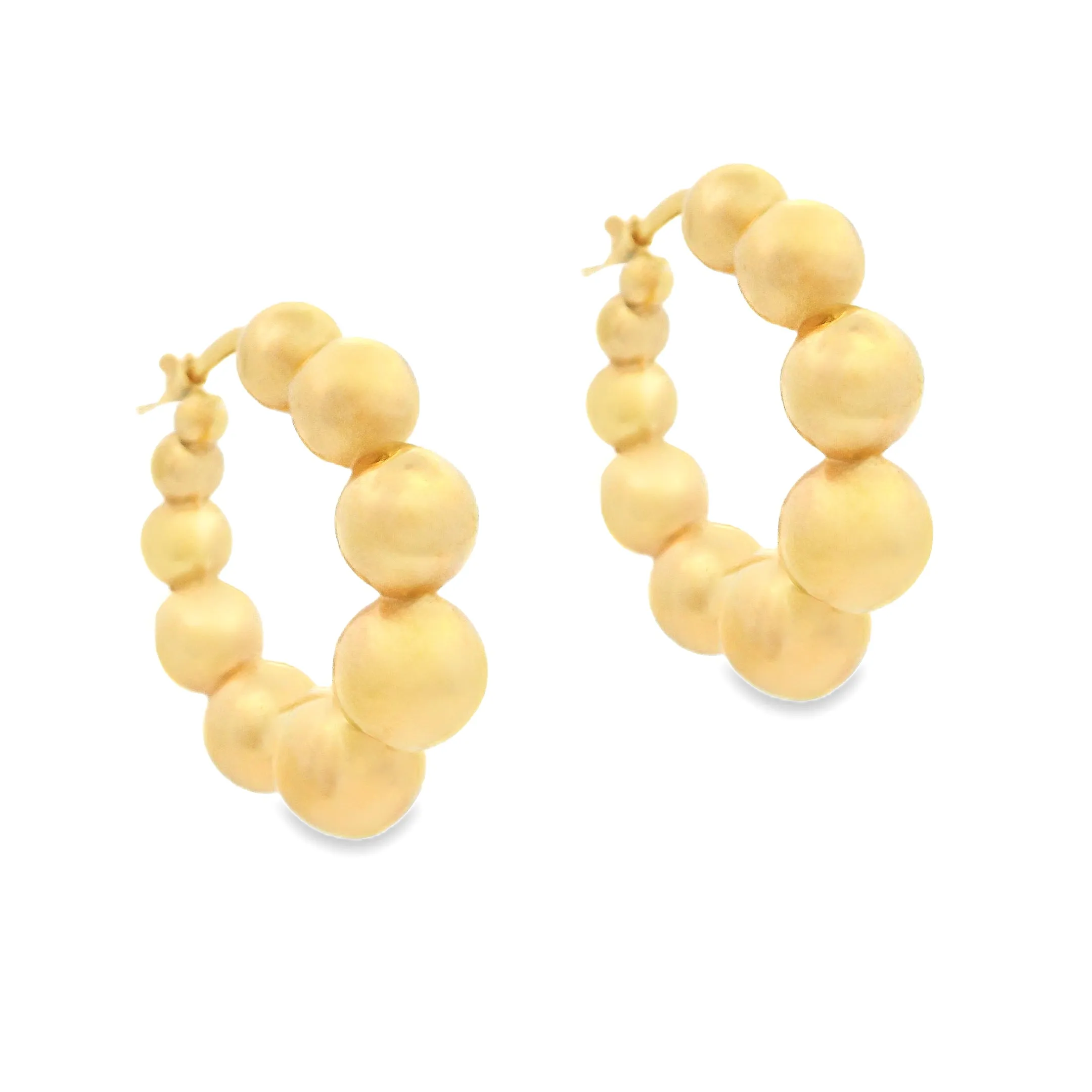 18k Yellow Gold Medium Beaded Hoop Earring