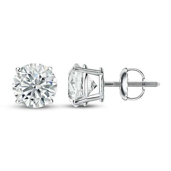 18kt White Gold 0.75ct Round Diamond Stud Earrings, 1.50TCW