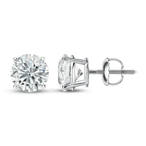 18kt White Gold 0.75ct Round Diamond Stud Earrings, 1.50TCW
