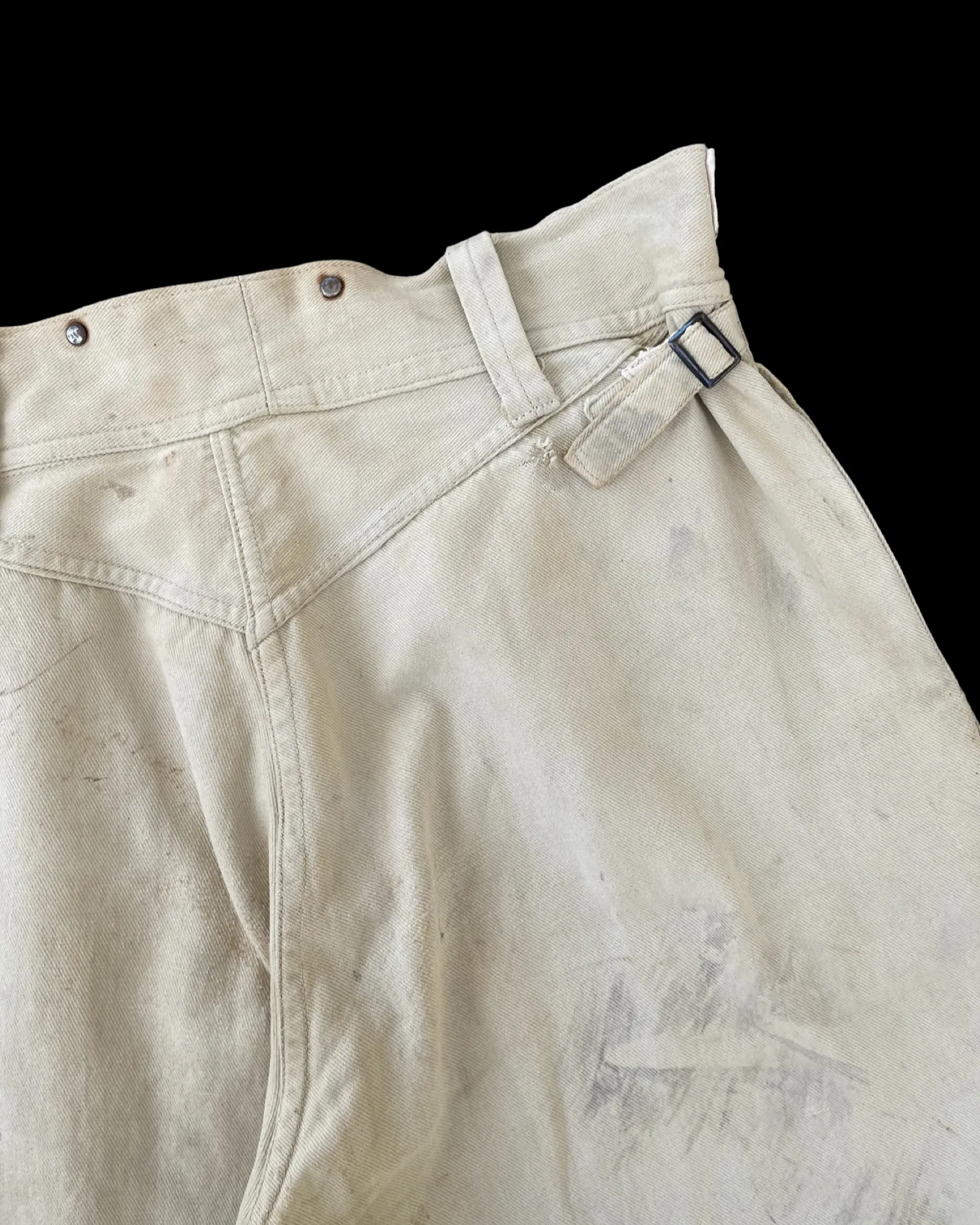 1930s Side Cinch Denim Button Fly Workwear