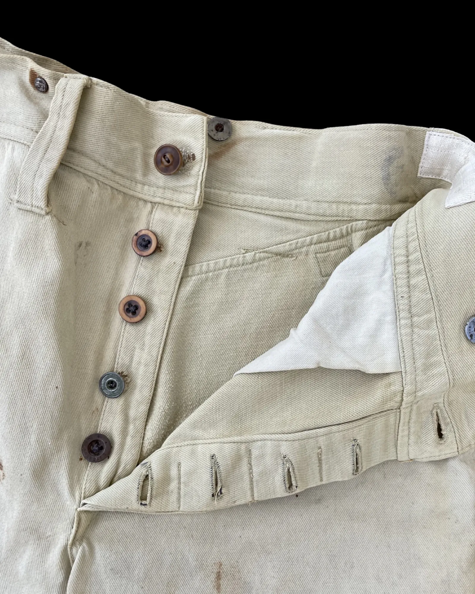 1930s Side Cinch Denim Button Fly Workwear