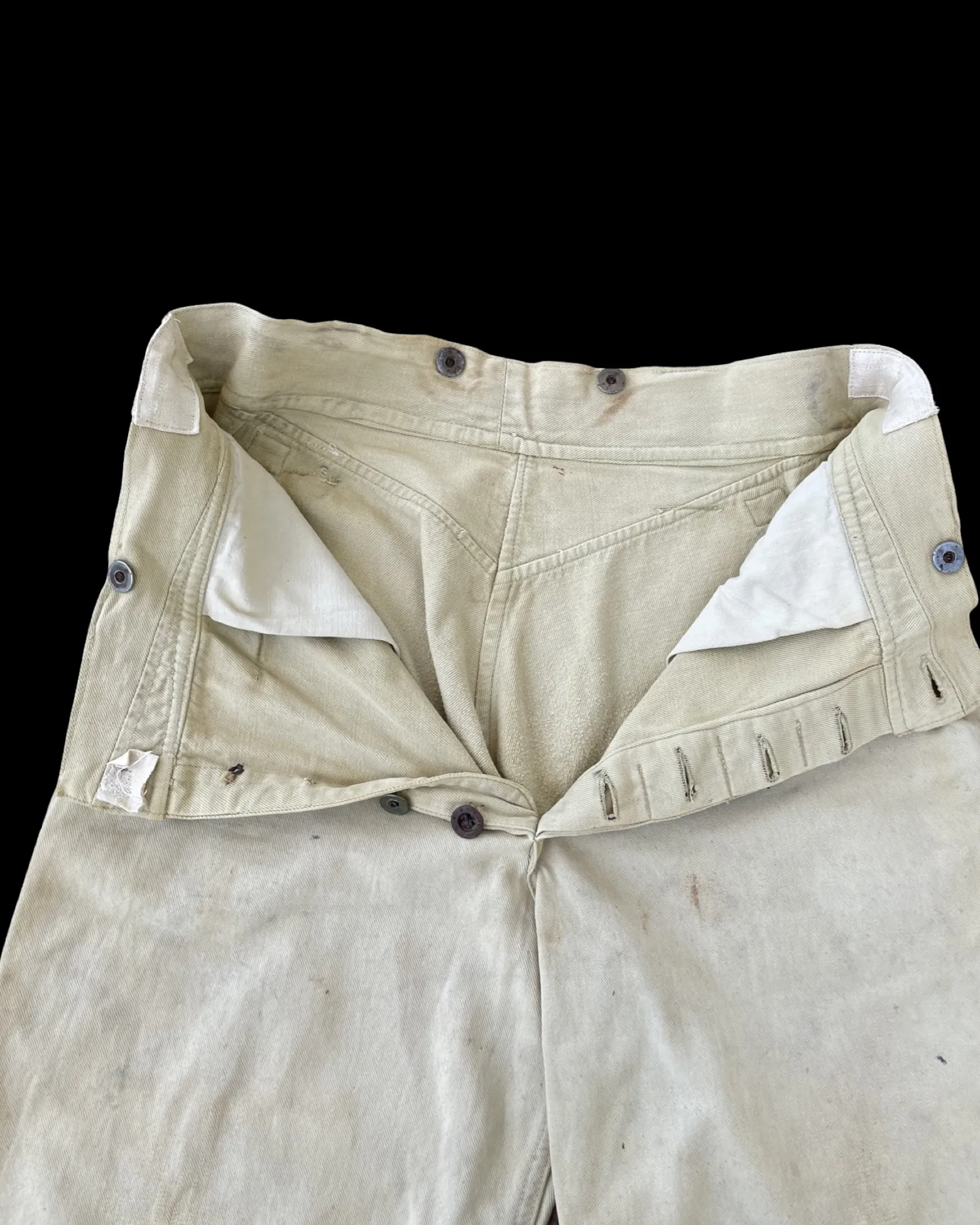 1930s Side Cinch Denim Button Fly Workwear