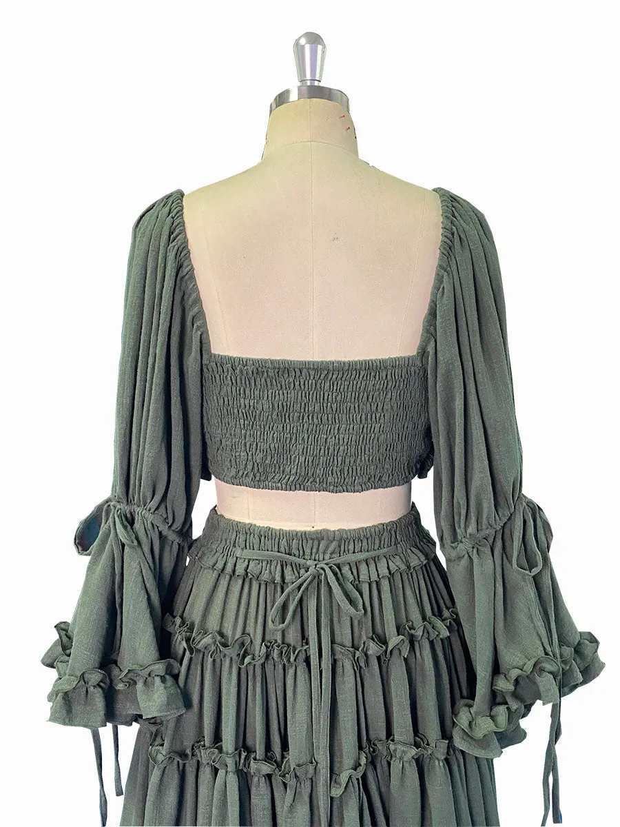 2 Piece Set Boho Cotton Woman Maxi Dresses for Photo Shoot Fancy Photography Props YW231020-1