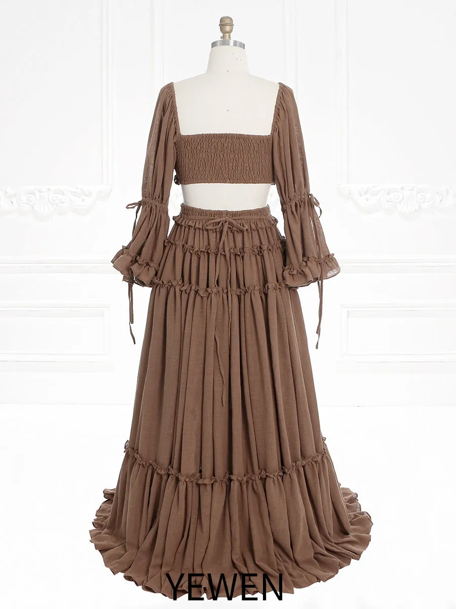 2 Piece Set Boho Cotton Woman Maxi Dresses for Photo Shoot Fancy Photography Props YW231020-1