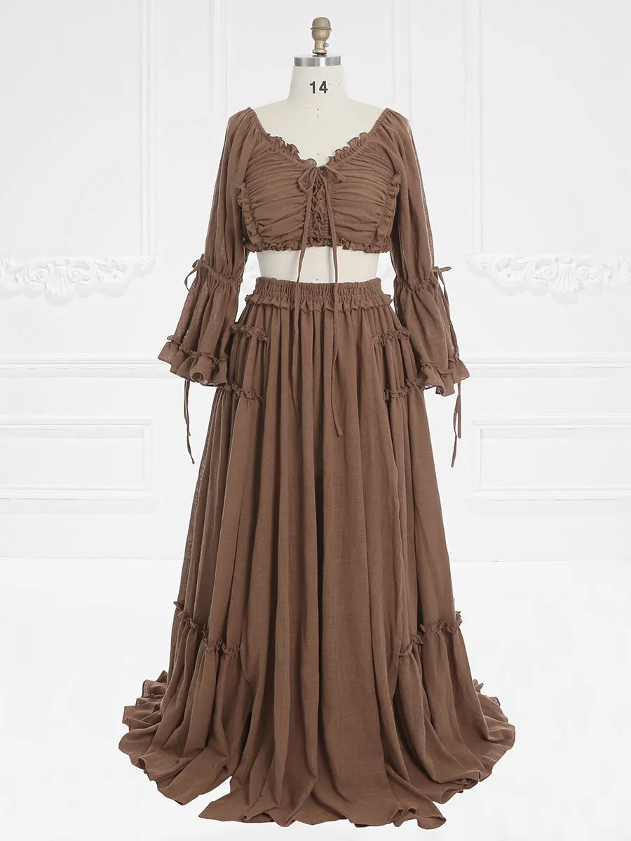 2 Piece Set Boho Cotton Woman Maxi Dresses for Photo Shoot Fancy Photography Props YW231020-1