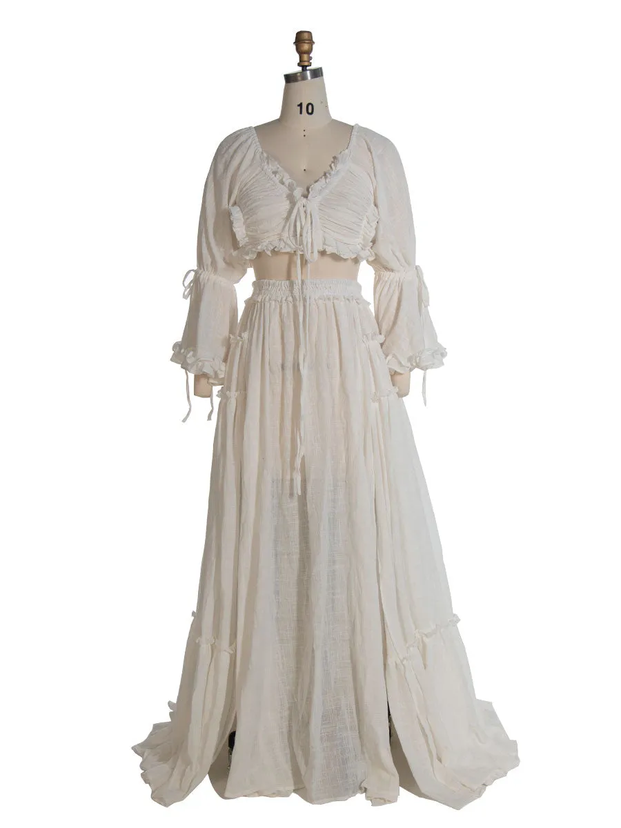 2 Piece Set Boho Cotton Woman Maxi Dresses for Photo Shoot Fancy Photography Props YW231020-1