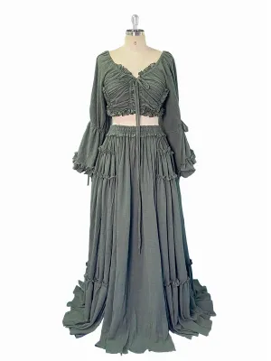 2 Piece Set Boho Cotton Woman Maxi Dresses for Photo Shoot Fancy Photography Props YW231020-1